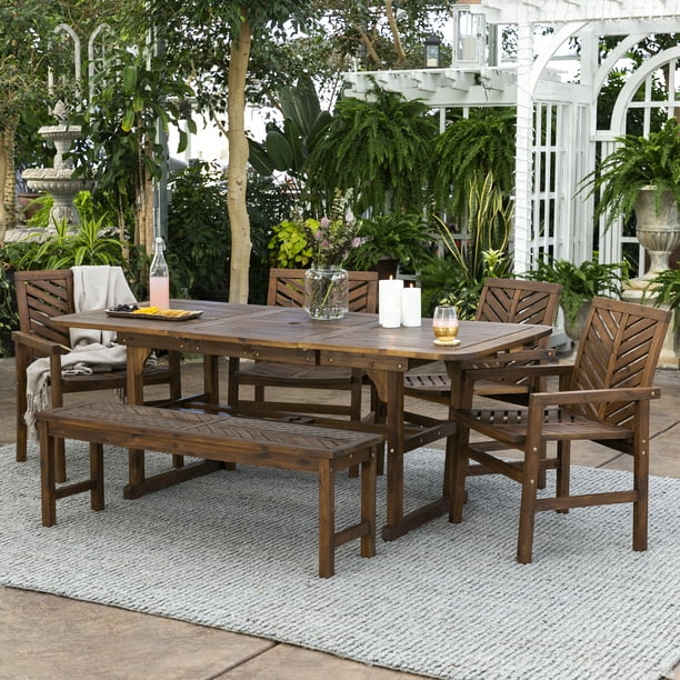 Extendable Outdoor Patio Dining Set, Extendable Outdoor Dining Table With Bench
