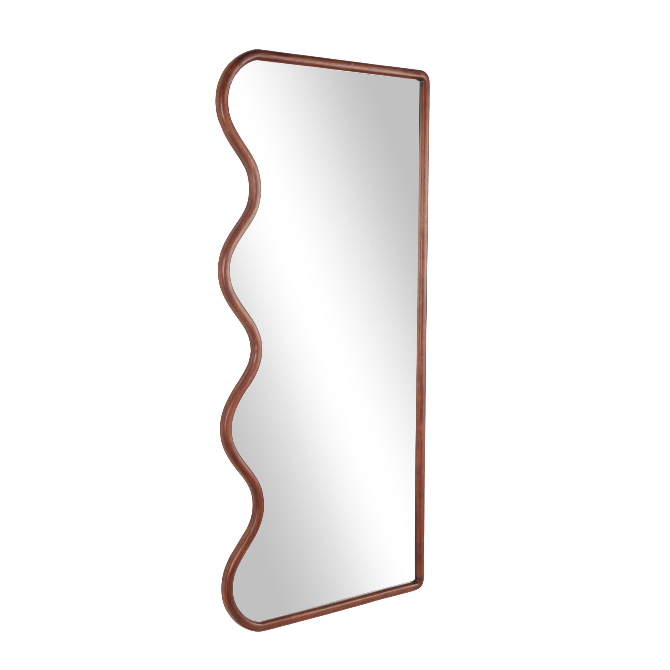 DecMode 32" x 70" Brown Wavy Abstract Wall Mirror