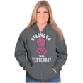 thumbnail image 3 of Stronger Than Yesterday Breast Cancer Zip Hoodie Sweatshirt Women Brisco Brands L, 3 of 6