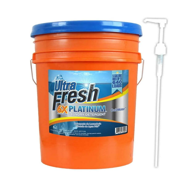 Ultra Fresh 6X Platinum Laundry Detergent, Up to 640 Loads, ColdWater, 5 Gallon