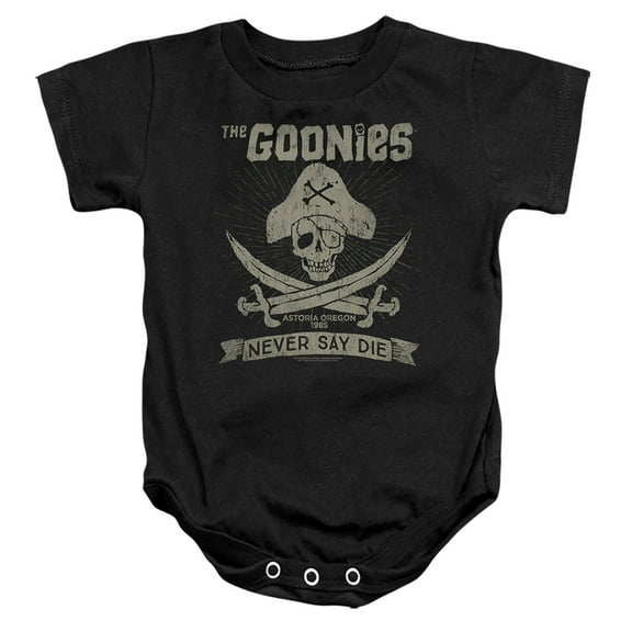 The Goonies Never Say Die Unisex Infant Snap Suit for Baby (12 Months) Black