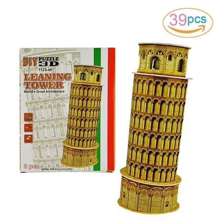Mini Tower Collection - 8-Piece Leaning Tower Mini 3D Puzzle Building Toy Brain Teaser