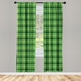 thumbnail image 2 of Ambesonne Checkered 4-Panel Curtains, Irish Mosaic Green, 56"x63", Emerald Lime Green White, 2 of 4