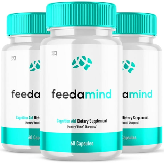 (3 Pack) Feedamind - Brain Boost Supplement - Dietary Supplement for Focus, Memory, Clarity, & Energy - Advanced Cognitive Support Formula for Maximum Strength - 180 Capsules
