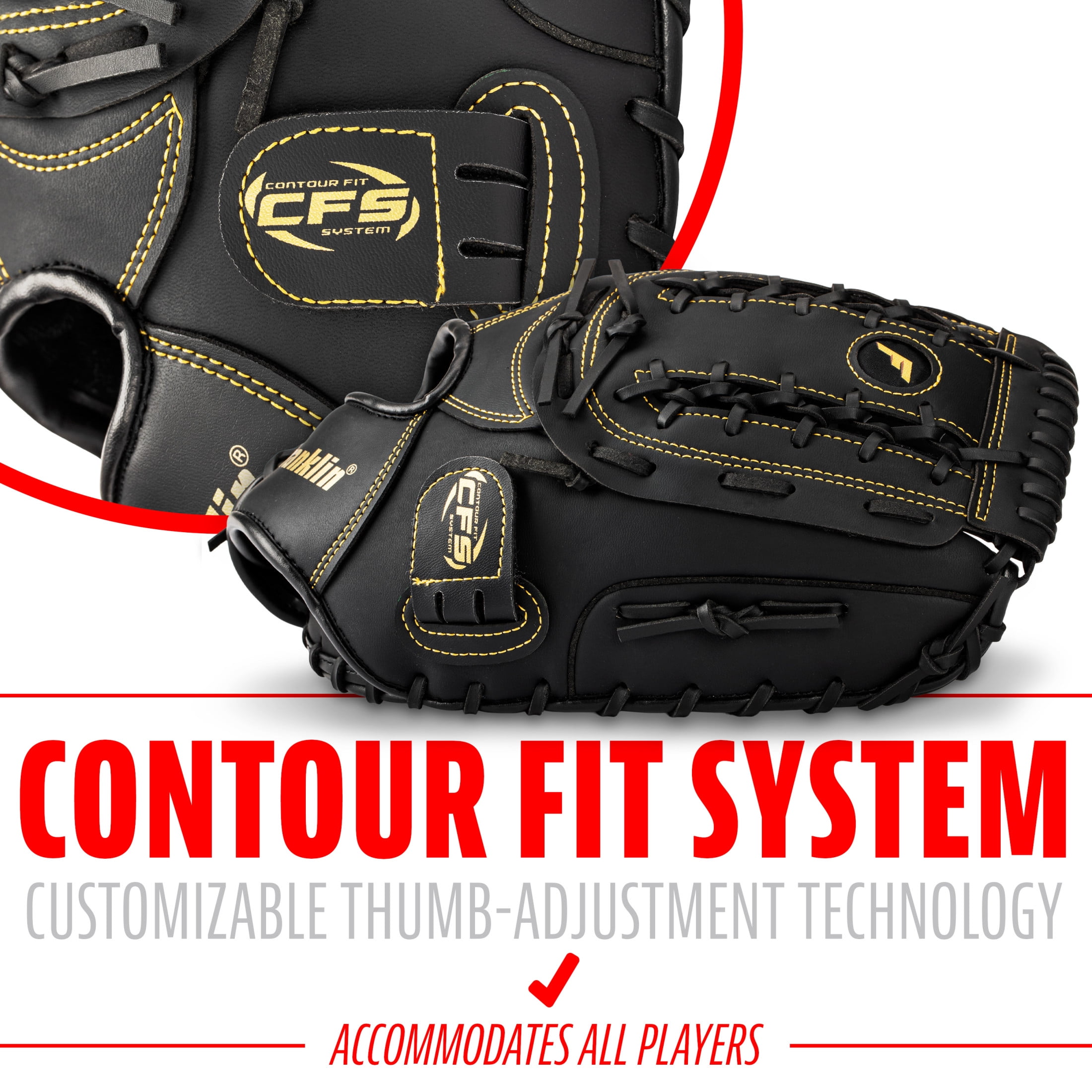 Franklin Sports Field Master Adult 12.5 in Softball, Baseball, Teeball First Basemen's Glove Right Hand Throw