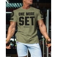 thumbnail image 3 of Gymish One More Set Workout Shirt for Men – Motivational Gym Tee, Funny Lifting T-Shirt, Military Green with Sleeve Logo, Small, 3 of 6