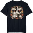 thumbnail image 2 of 100% Cotton Big Fan of Human Rights Protest Defend Equality Retro Floral T-Shirt, 2 of 5