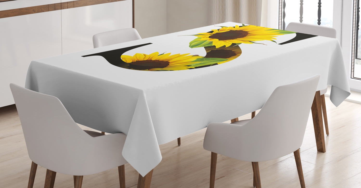 Beautiful Watercolor Sunflower Floral Square Tablecloth Rectangle Tablecloth Stain Resistant Washable Fabric Table Cloth for Dining Party and Outdoor Use 