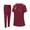 Burgundy, variant on Women's Essential Jogger Scrub Set Nursing Uniform 10 Pockets Stretch Scrub Top and Pant (True Royal Blue, X-Large)