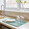 thumbnail image 5 of Dish Drying Mat for Kitchen Countertop, Turquoise, White and Grey Stripes Absorbent Dish Mat Quick Dry Non Slip Draining Mat Kitchen Drying Pad for Dishes Utensils 16x18 Inch Striped Pattern, 5 of 9
