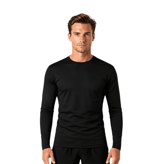 ZBORIBER Men's Athletic Quick Dry Shirt, Active T-Shirt, Crew Neck Long Sleeve Tee,Black