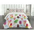 thumbnail image 3 of Ambesonne Ice Cream Quilted Bedspread Set 3 Pcs, Surreal Exotic, Queen Size, Multicolor, 3 of 5