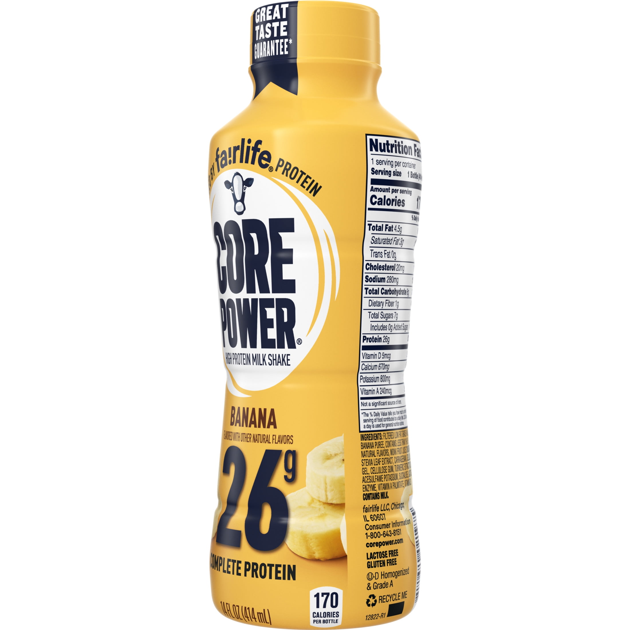 Core Power Complete Protein by Fairlife, 26G Banana Protein Shake, 14 fl oz