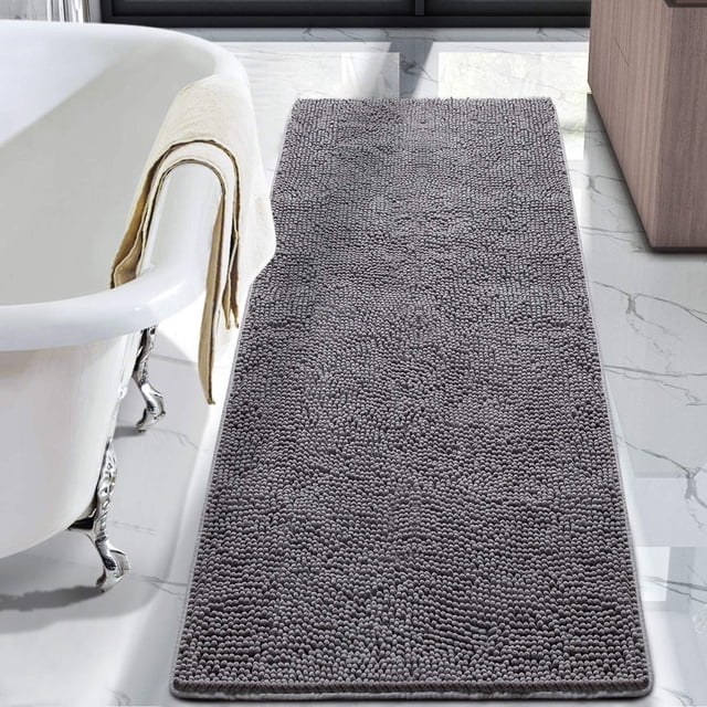Alfombra de baño LOCHAS Luxury Shaggy, 60 x 150 cm, lavable, color gris