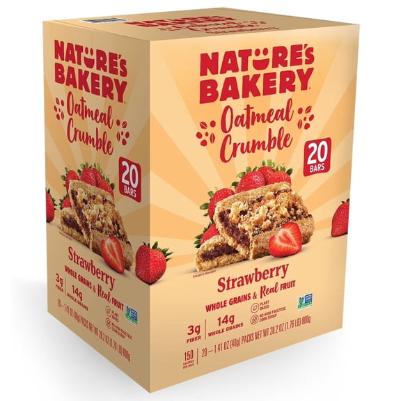 Nature's Bakery Oatmeal Crumble Strawberry Bars, 20 ct.