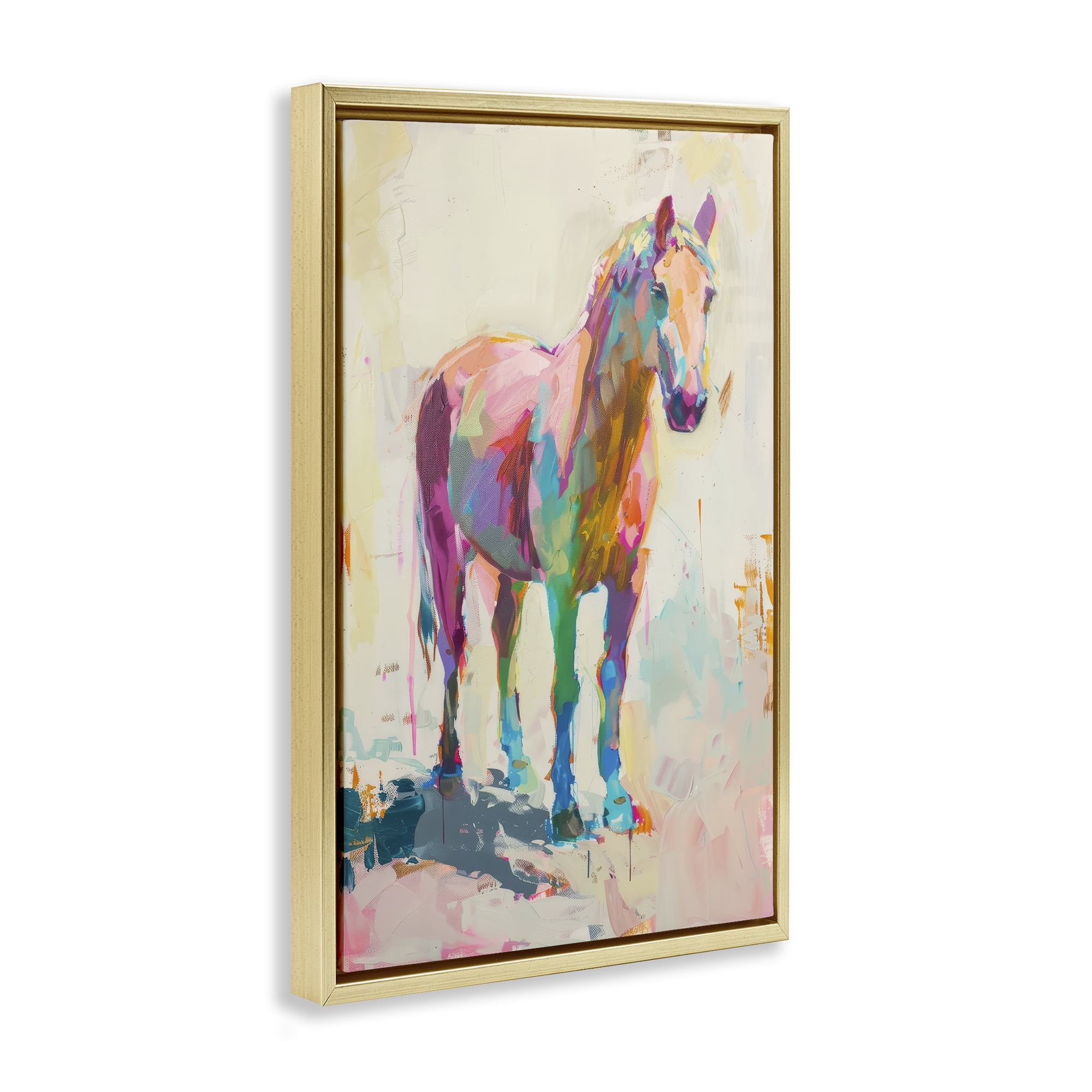 Stupell Industries Sunset Hued Horse Animals Painting Gold Floater Framed Canvas Art Print Wall Art, 17 x 25