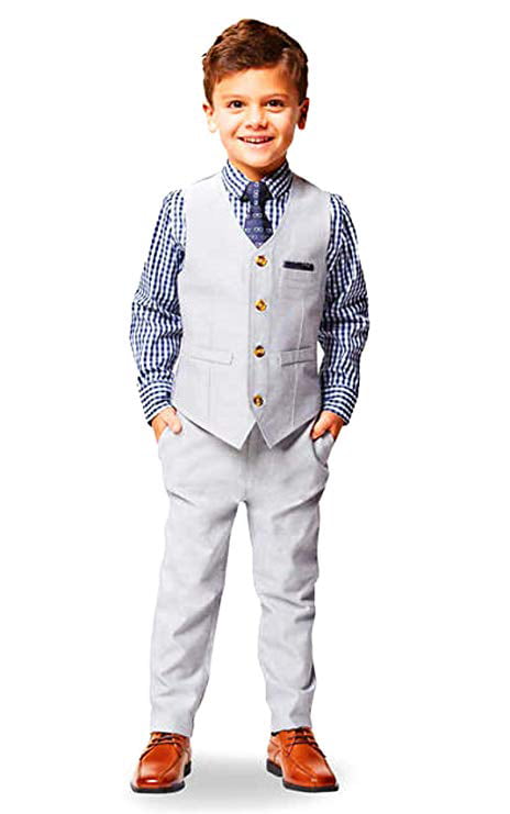Tie Andy & Evan Boys Formal 4-Piece Suit with Vest Shirt and Pants 