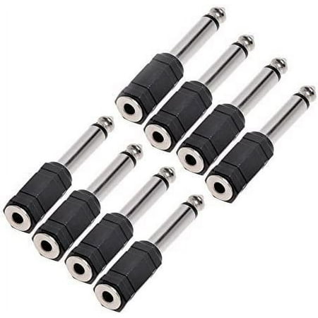 Professional Converter Adapter 8 Piece 6.35mm 1/4 Male to 3.5mm 1/8 Female Stereo to Mono Audio Mic Plug Adapter Jack, Microphone Accessory