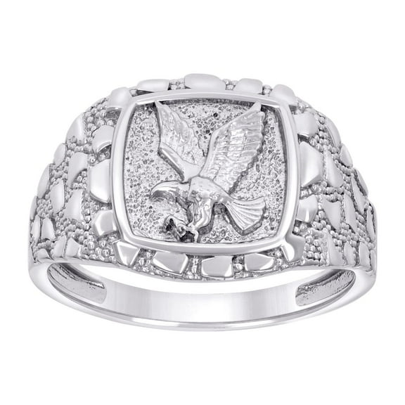 925 Sterling Silver Mens Nugget Eagle Bird Patriotism Symbol Ring 17.5mm Long Size 11 Ring for Men