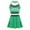 Green, variant on TiaoBug Kids Girls Cheer Leader Dance Outfits Cheerleading Vest Top with Pleated Skirt Uniform Set Red 14