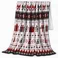 thumbnail image 2 of Christmas Motifs In Patterned Rows Print Cozy Flannel Blanket, Nordic Inspired Festive Graphics for Christmas Pattern Enthusiasts, a Christmas Gift for Living Room and Bedroom Home Decor, 2 of 7