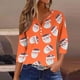 thumbnail image 1 of Puntoco Blusa informal de cuello redondo con mangas 3/4 cortas y estampado a la moda para mujer, 1 of 5
