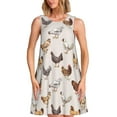 thumbnail image 1 of Balery Various Chicken Vestidos de verano para mujer con estampado: vestido holgado sin mangas, vestido playero informal y cómodo para días calurosos., 1 of 7