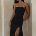 thumbnail image 2 of Robe Tube Sexy pour Femmes avec Franges Robe Cocktail Fendue Unie Vestidos de Soirée, 2 of 9