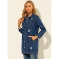 thumbnail image 4 of Allegra K Chaqueta De Mezclilla Casual Rasgada De Manga Larga Desgastada Para Mujer Azul S, 4 of 6