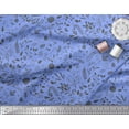 thumbnail image 2 of Soimoi Blue Velvet Fabric Berries Leaves Print Sewing Fabric Yard 60 Inch Wide, 2 of 3