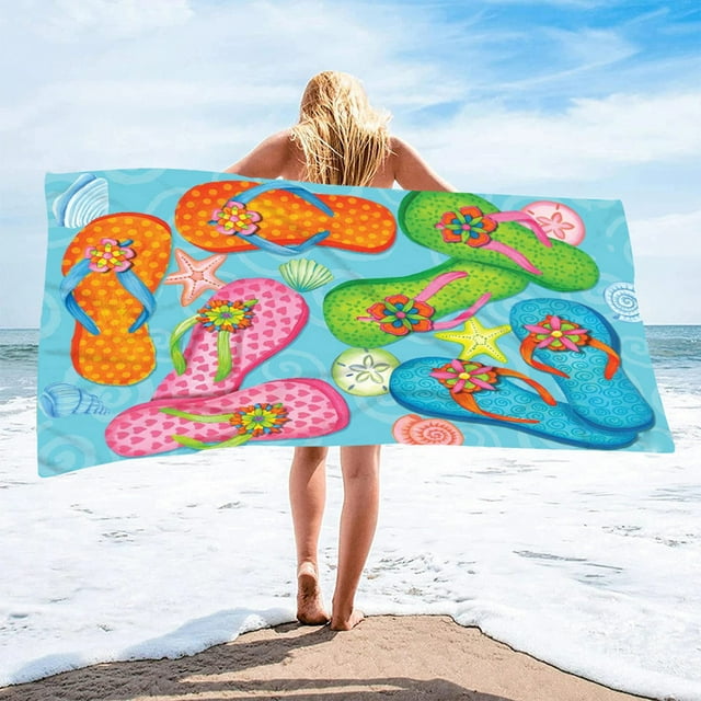 Dvkptbk Beach Towel Summer Beach Slippers Beach Towel Microfiber Double-sided Velvet Beach Towel Swimming Towel Versatile Beach Towel Beach Essentials on Clearance