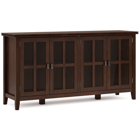 Artisan 66 inch Wide Solid Wood Wide 4 Door Storage Cabinet in Russet Brown