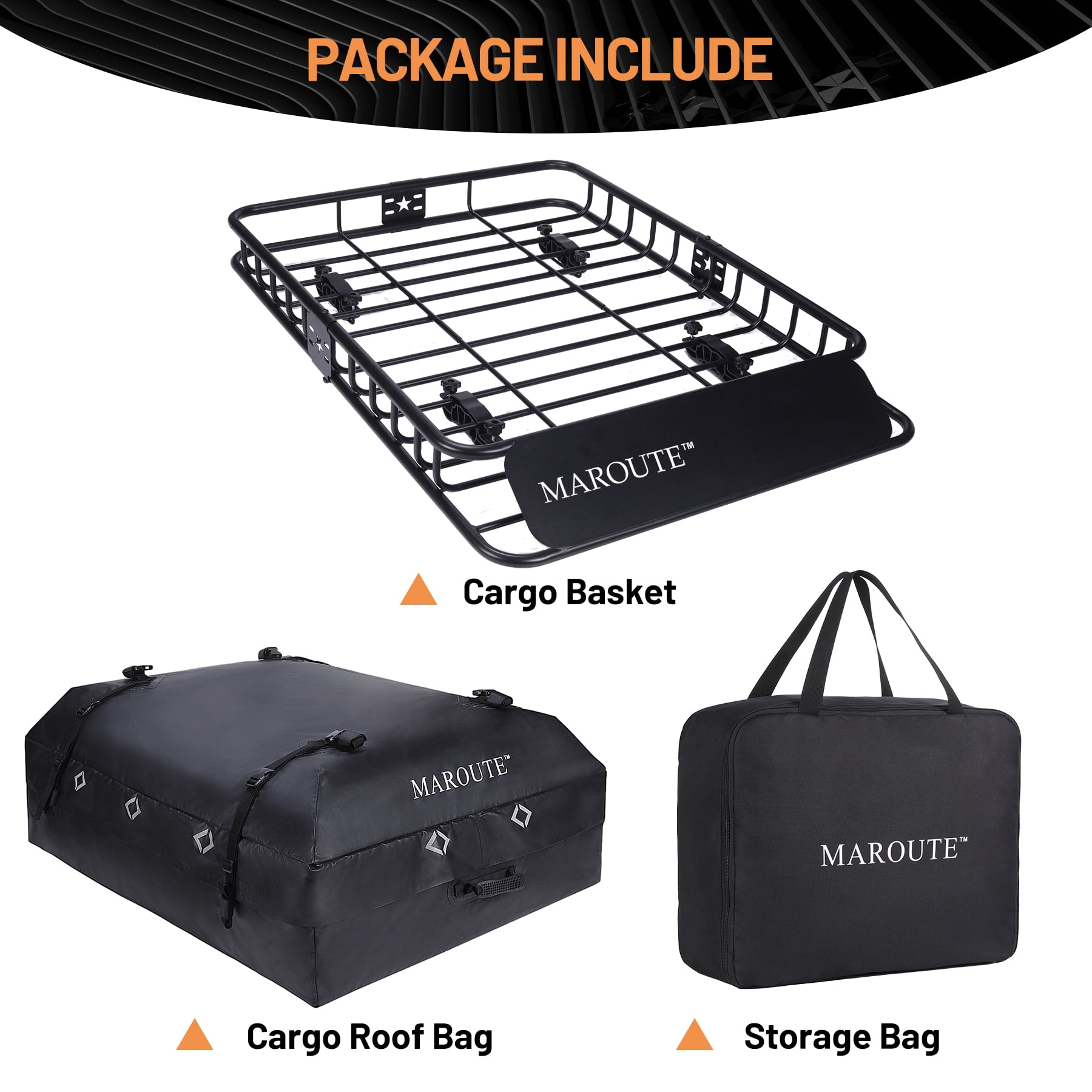 Mekek Heavy Duty Rooftop Cargo Carrier Rack 200 lbs, Steel Black, 51 x 36 Inch