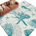 thumbnail image 2 of 5'x8' Area Rugs, Turquoise Coastal Coral Indoor Outdoor Area Rug for Living Room Bedroom, Nautical Starfish Seahorse Washable Bathroom Rugs Kitchen Floor Carpet Mats Home Decor Aesthetic, 2 of 8