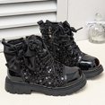 thumbnail image 4 of Viluyesy Girls Glitter Boots Non Slip Comfortable Durable Easy On Off Side Zipper Sequin Bow Dressy Shoes Black Size 12.5 Little Kids, 4 of 9