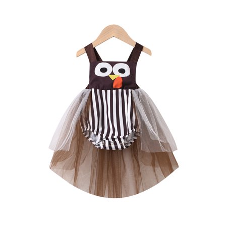 

dmqupv One Year Old Girl Clothes Baby Skirts Turkey Romper Striped Thanksgiving Rompers for Girls Size 12 Brown 6-12 Months
