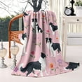 thumbnail image 2 of Border Collie Dogs with Pioneer Flower Blanket,Comfortable Soft Lamb Wool Throw Blanket,All Season,Warm Lightweight Blankets for Sofa Bed Couch Living Room Chair,60"x80", 2 of 4
