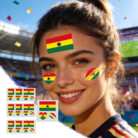 Linnome 10 Piece Soccer Team Temporary Tattoos Waterproof Fake Body Art for Sports Events Fan Party Face Arm Decoration Removable Design