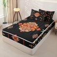 thumbnail image 2 of Erosebridal South Western Aztec Zipper Queen Comforter Set with Fitted Sheet and 2 Pillowcases,Tribal Geometric Print Zipper Bedding Set,Red Orange Teal,Black Reversible, 2 of 6