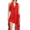thumbnail image 5 of Women's Sleeveless Halter Dress Summer Evening Irregular Backless Ruffled Tassel Dress Sexy Club Streetwear-c-S, 5 of 7