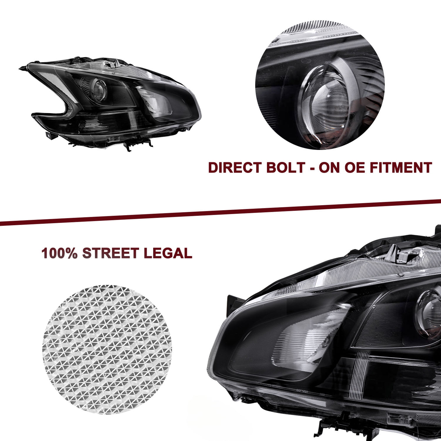 For 2009-2014 Nissan Maxima Halogen Headlights Assembly Headlamps Left+Right