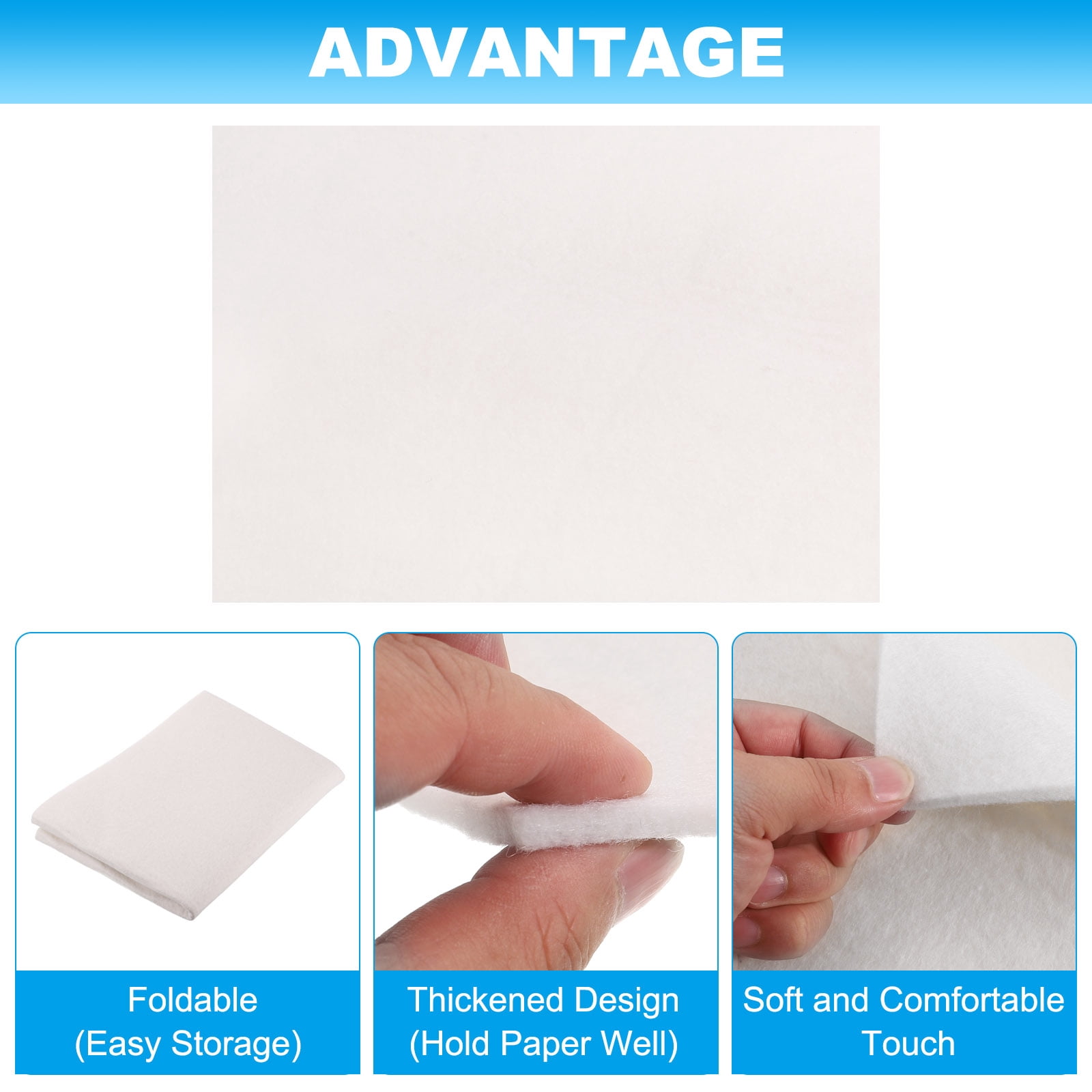 Uxcell 120x80cm(47.2x31.4") Xuan Paper Painting Felt Desk Pad, Soft Ink Brush Writing Drawing Mat Protector, White