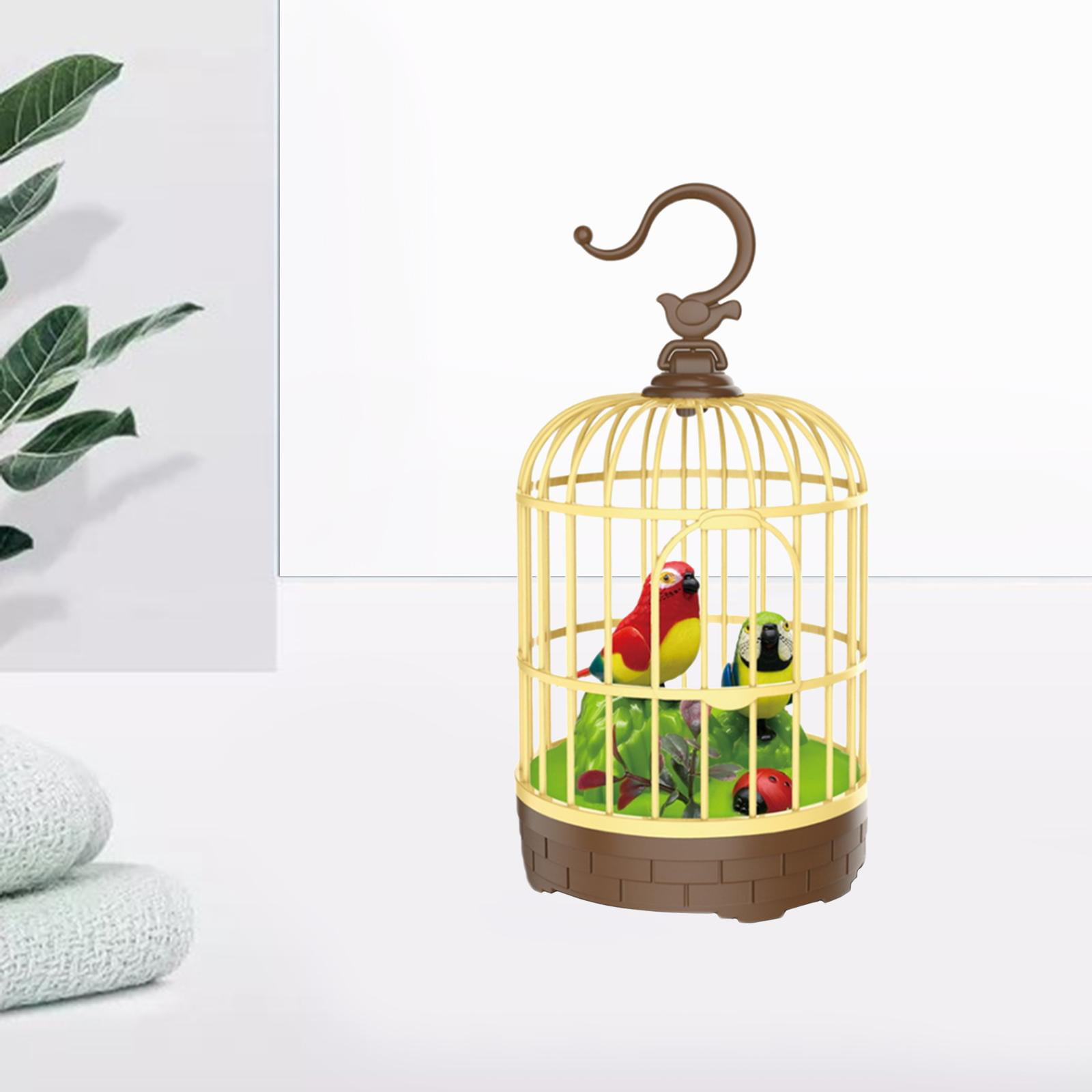 Singing Chirping Bird in Cage Toy Recreation Realistic Movements Activated 