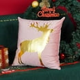 thumbnail image 3 of Pink Gold Christmas Decorations Throw Pillow Covers 16x16 Set of 4 Snowflakes Reindeer Decorative Cushion Cases Xmas Golden Decor for Couch Sofa Bedroom, 3 of 6