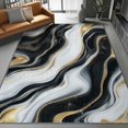 thumbnail image 1 of Washable Area Rug 8 X 10 ft, Lightweight Low-Pile Abstract Fluid Art Luxury Style Printed Area Rug, Kitchen Indoor Non Slip Carpet Floral Black Gold Print Mat Living Room Bedroom Dining Room, 1 of 7