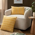 thumbnail image 2 of TOWN & COUNTRY TERRA Alara Textured Geo Stripe Handcrafted Indoor Outdoor Decorative Pillow, 100% Recycled Materials, UV Fade Resistant, Water Repellent, Yellow/Ivory, 20"x20", 2 of 9