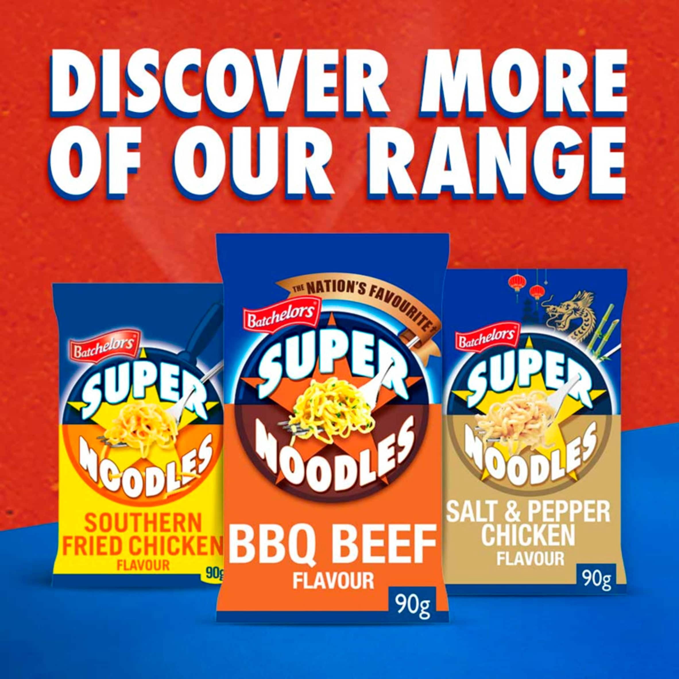 Batchelors Super Noodles Chicken 4 Pack 360G, Imported from Britain