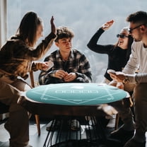 Soozier 24 inch Round Poker Mat, Texas Hold'em Non-Slip Poker Table Top Dark Green