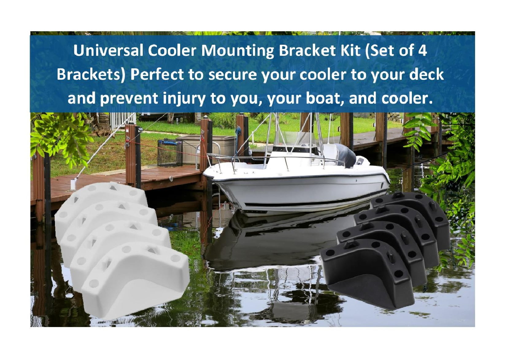 JSP Black Boat Marine Cooler Mounting Kit for Yeti Igloo Engle Coleman (SET  OF 4)