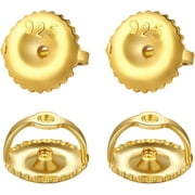 ZIEDIOP 2 Pairs14k Gold Screw Earring Backs Replacements,925 Sterling Silver Screw On Earring Backs for Studs Secure Hypoallergenic Screw Backs for Earrings Fit Threaded Post 0.032''